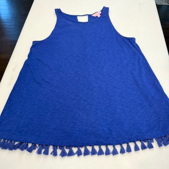 Lilly Pulitzer LOT OF 2 Tops Sleeveless 1- White 1- Blue Fringe Trim Sz M - Picture 15 of 16